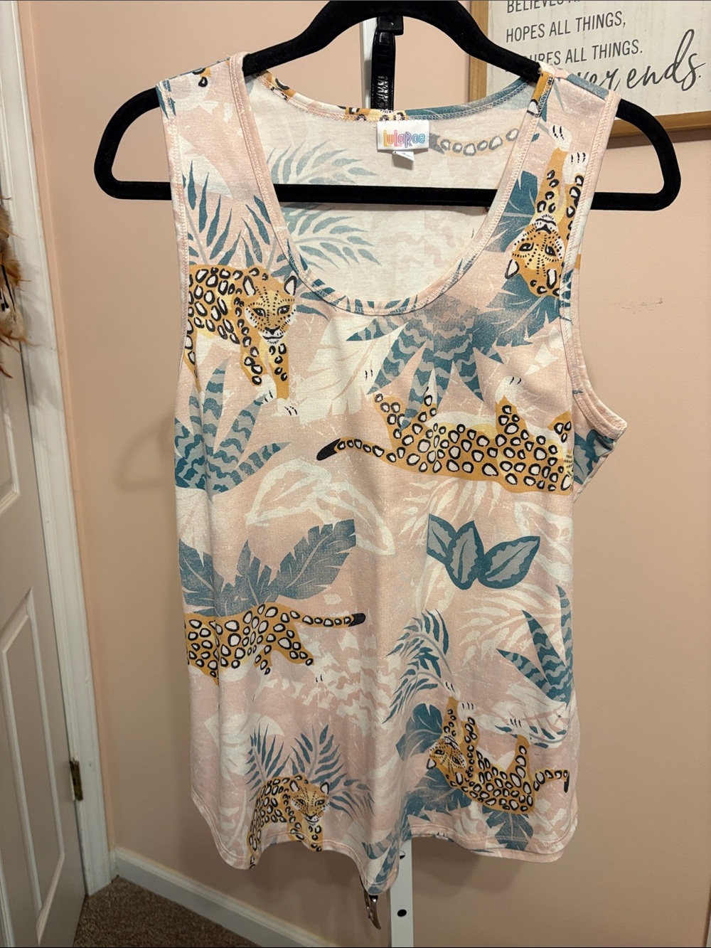 LuLaRoe Pink Tropical Leopard Print Tank Top